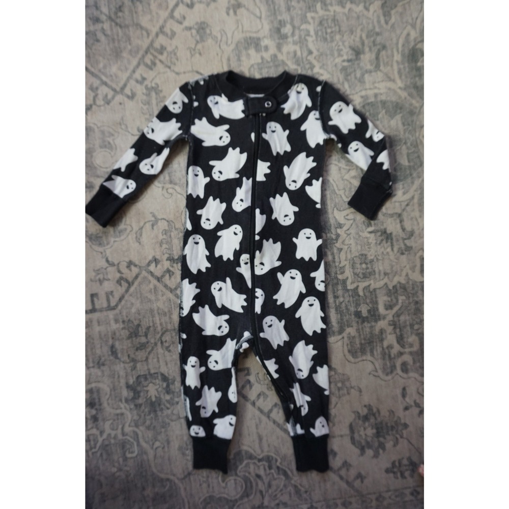 Hanna Andersson Ghost Sleeper Halloween Spooky Organic Cotton Onesie 12-18M